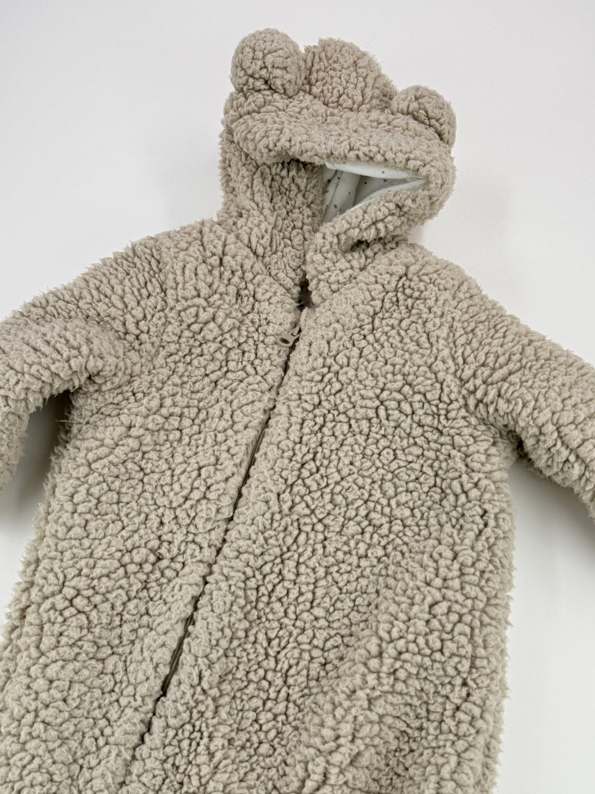Zara Beige Sherpa Bear Snowsuit 3-6M