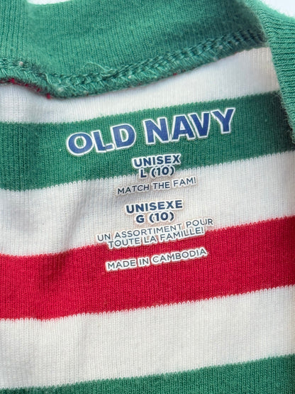 Old Navy Striped Christmas Union Suit Pajamas L 10
