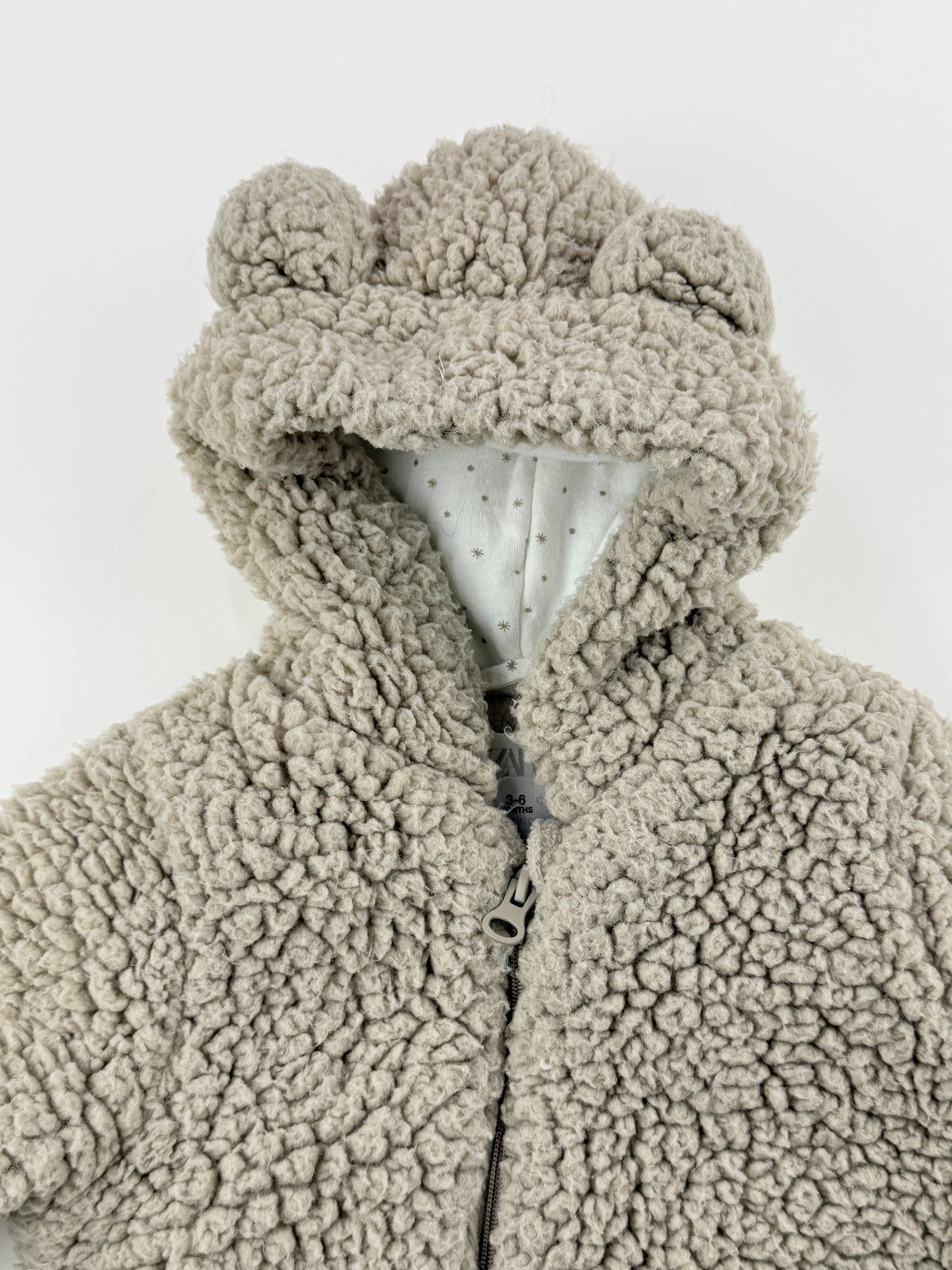 Zara Beige Sherpa Bear Snowsuit 3-6M