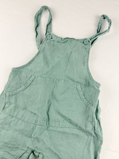 Fagottino Sage Green Linen Overalls Size 24-30M