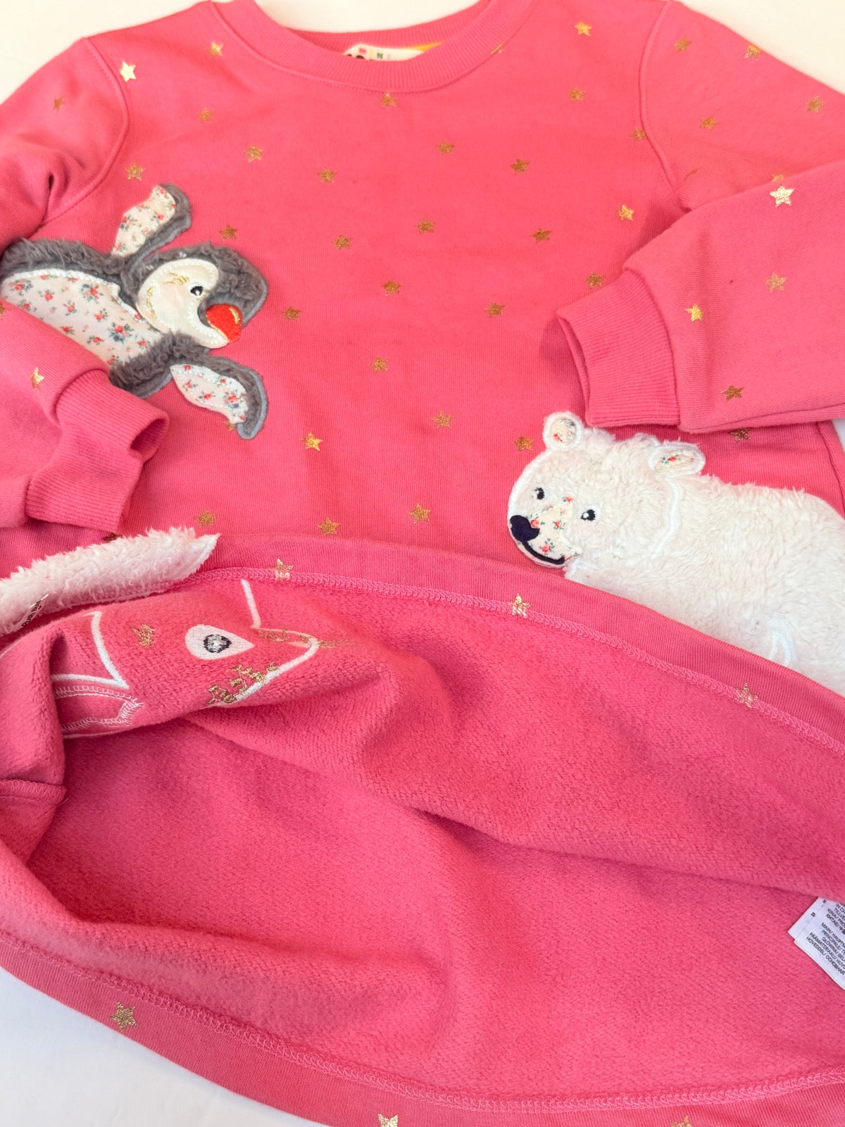 Mini Boden Pink Arctic Animals Sweatshirt Dress 4-5Y