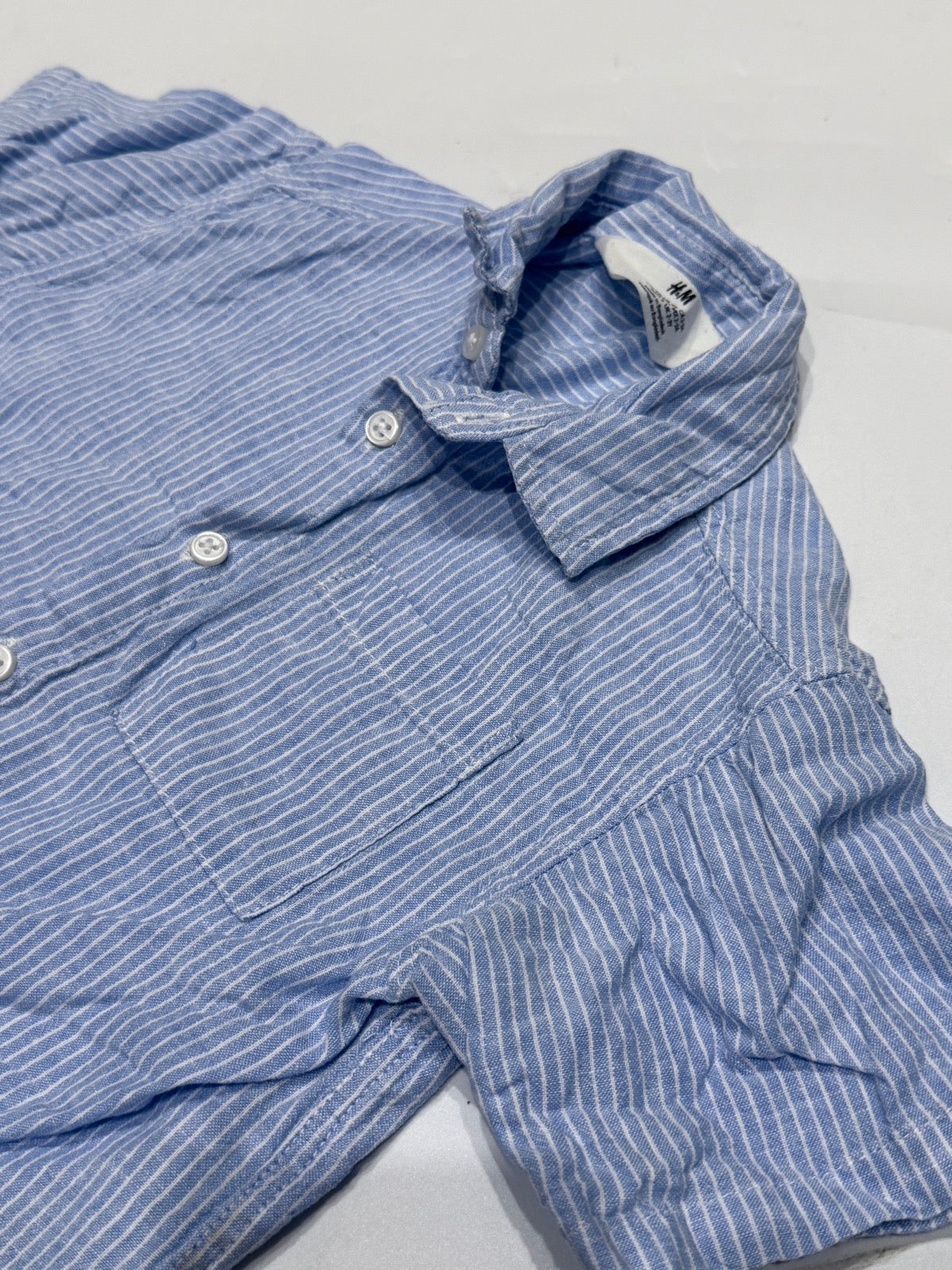 H&M Blue Stripe Linen Shirt 3T