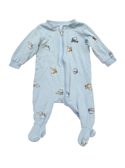 Pekkle Construction Trucks Footed Sleeper 3M