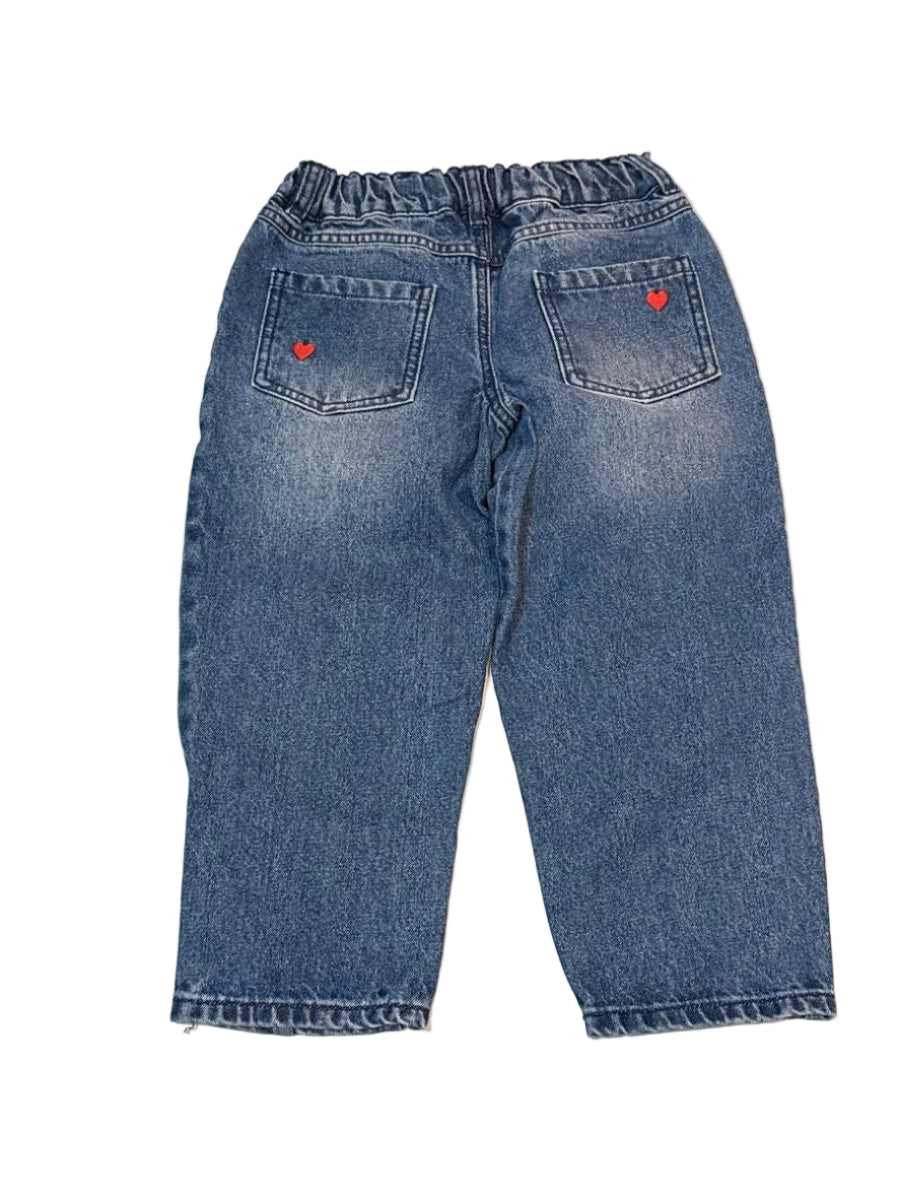 F&F Barrel Heart Embroidered Jeans 4-5Y