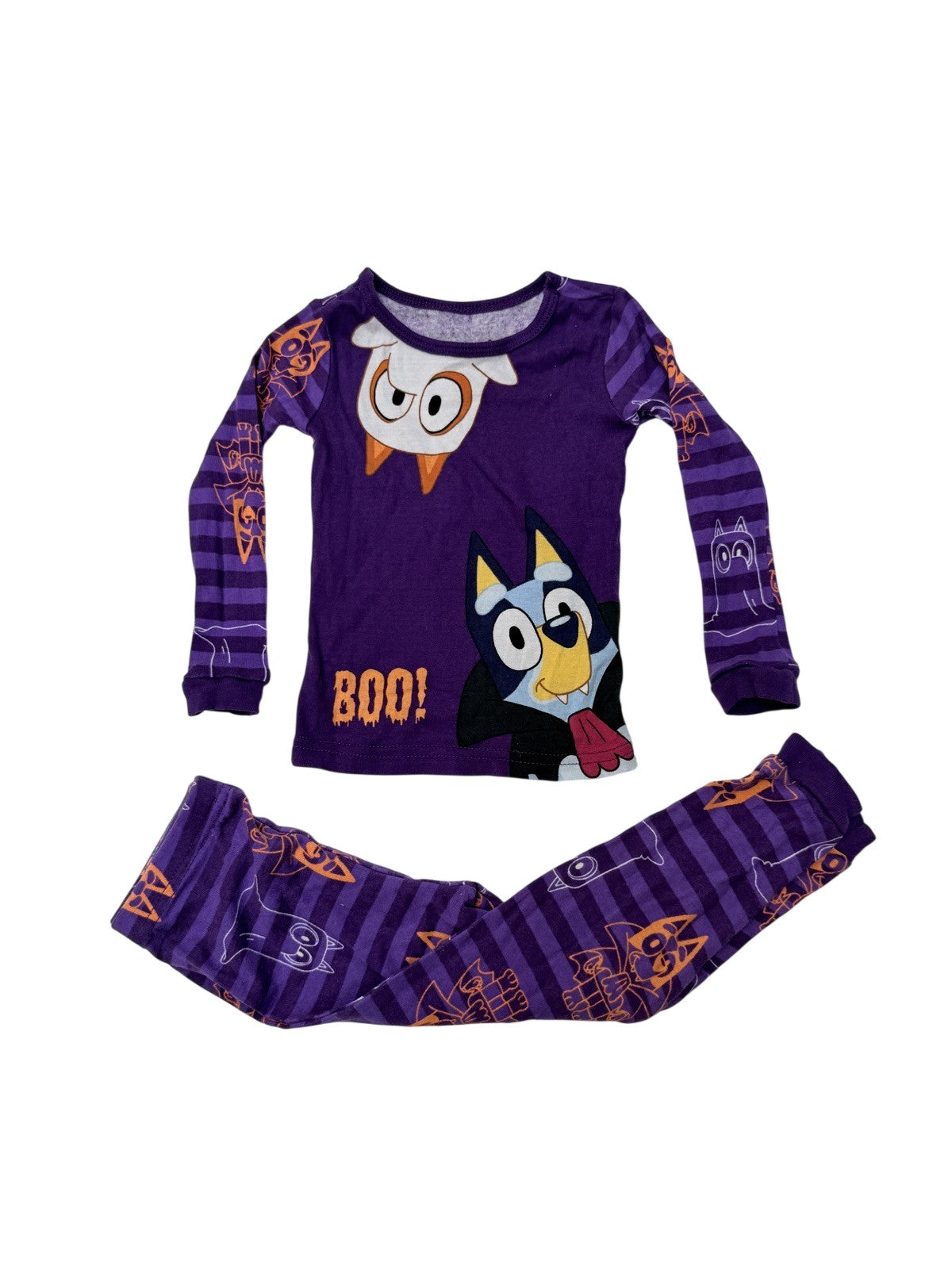 Blue Halloween Boo Pajama Set 3T