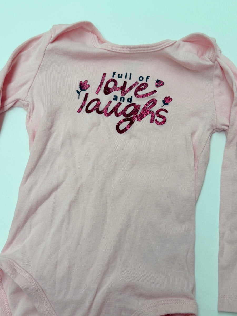 Joe Fresh Pink Love and Laughs Bodysuit 18-24M