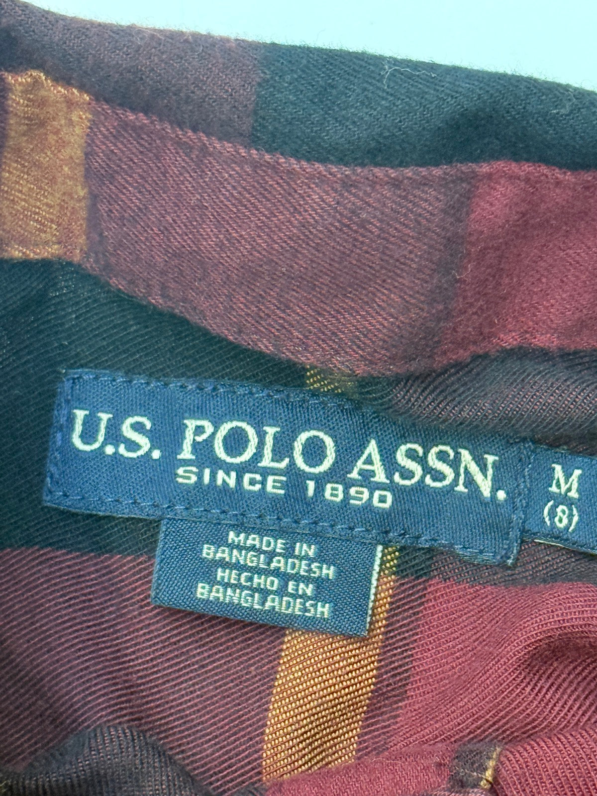 U.S. Polo Assn Plaid Flannel Shirt Size 8