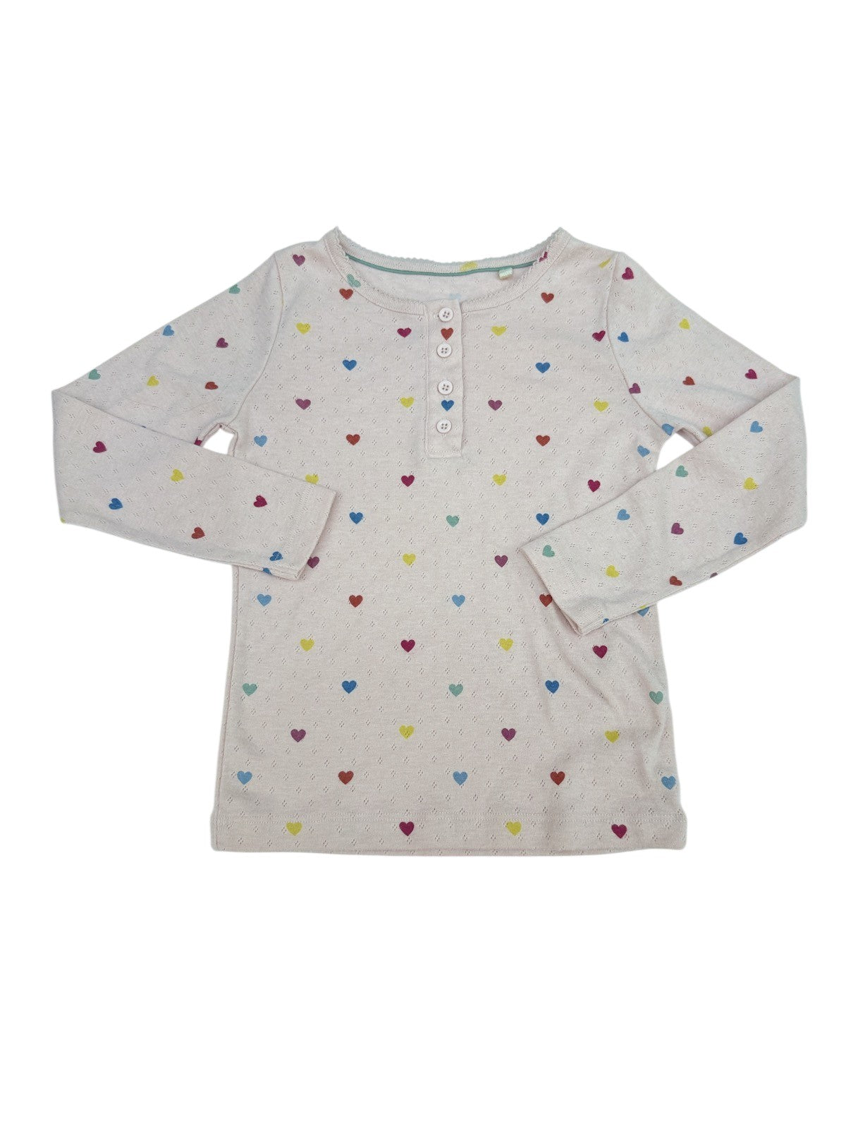 Mini Boden Rainbow Heart Henley Top 5-6Y