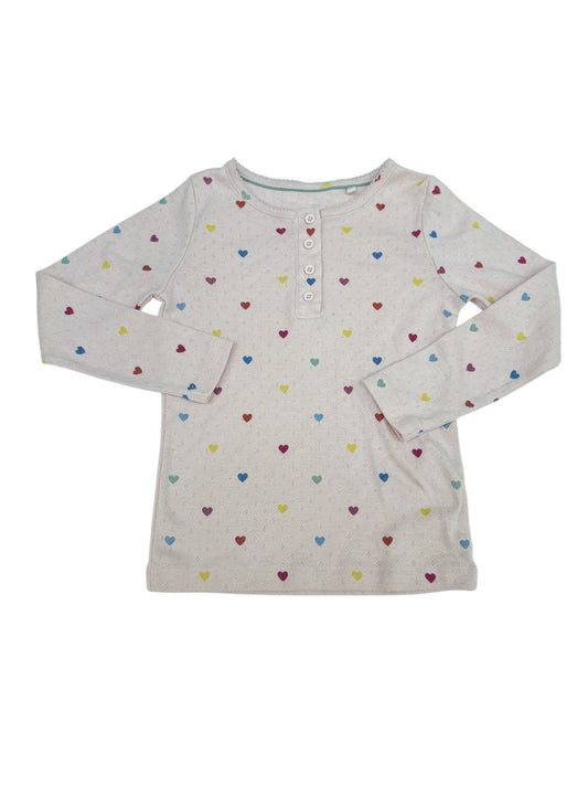 Mini Boden Rainbow Heart Henley Top 5-6Y