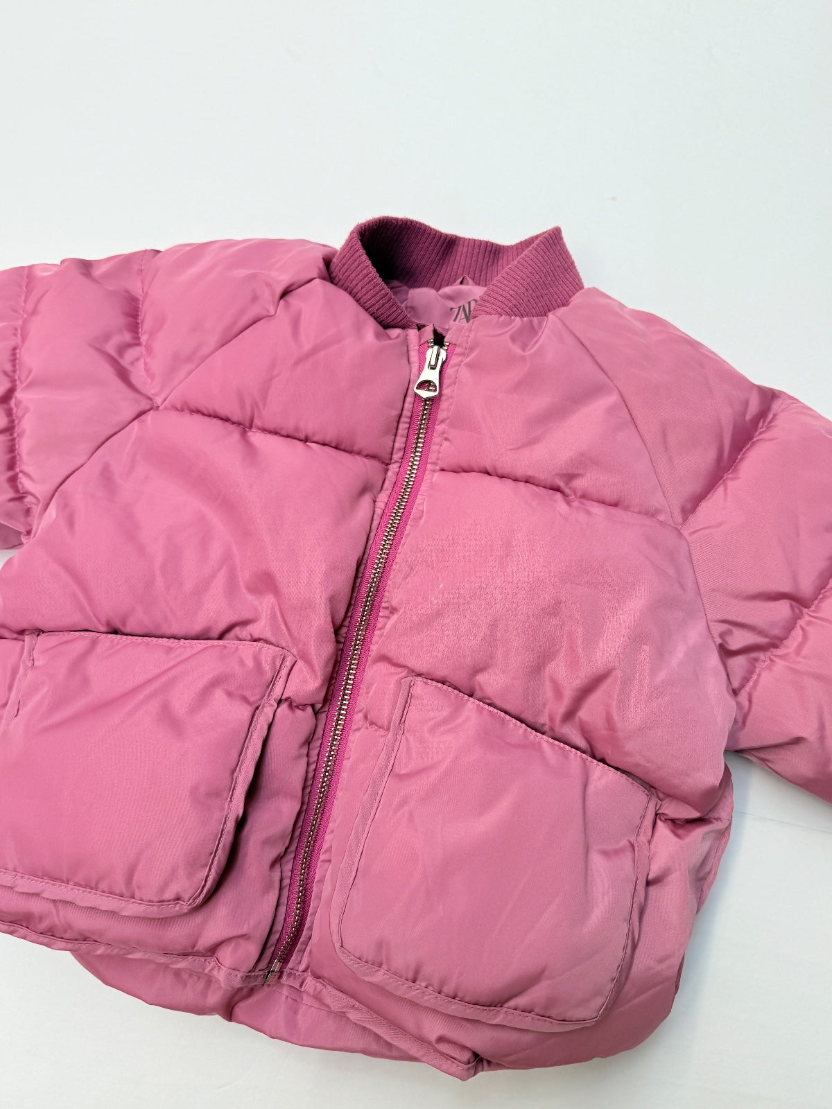 Zara Pink Puffer Bomber Jacket 18-24M