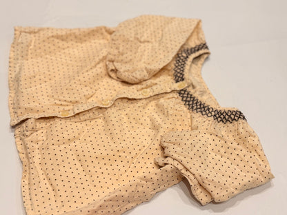 Cream Cotton Star Print Smocked Baby Shirt 12m