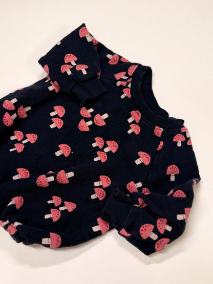 Old Navy Mushroom Sweatshirt Romper 6-12M