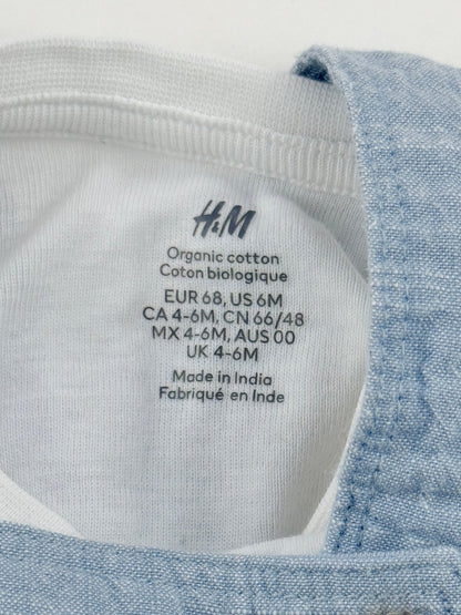 H&M Chambray Overalls and Bodysuit Set 4-6M
