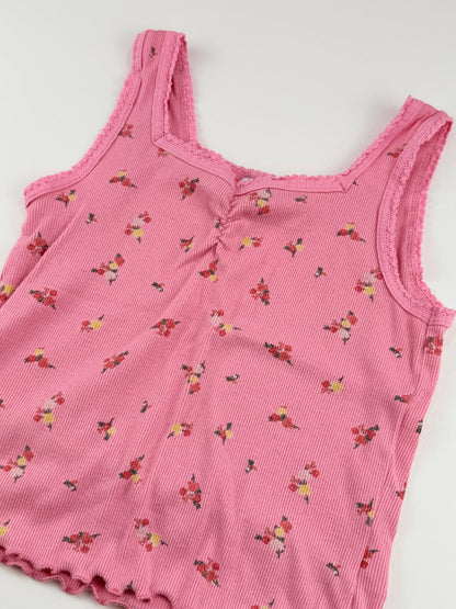 Old Navy Pink Floral Ribbed Tank M (8) 8