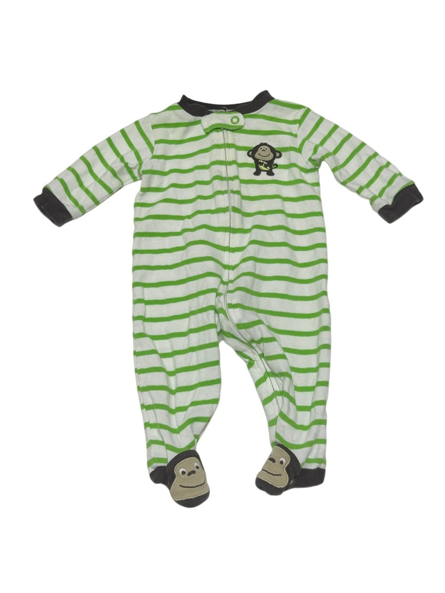 Carter's Green Striped Monkey Sleeper 3M