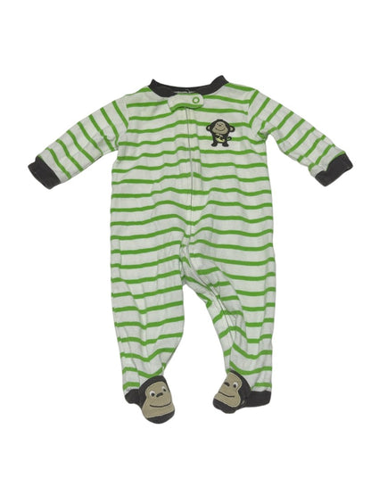 Carter's Green Striped Monkey Sleeper 3M