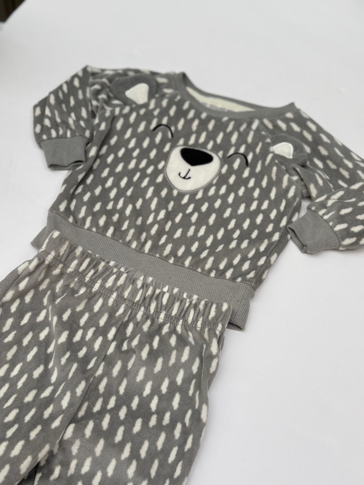 George Bear Print Fleece Pajama Set 3-6M