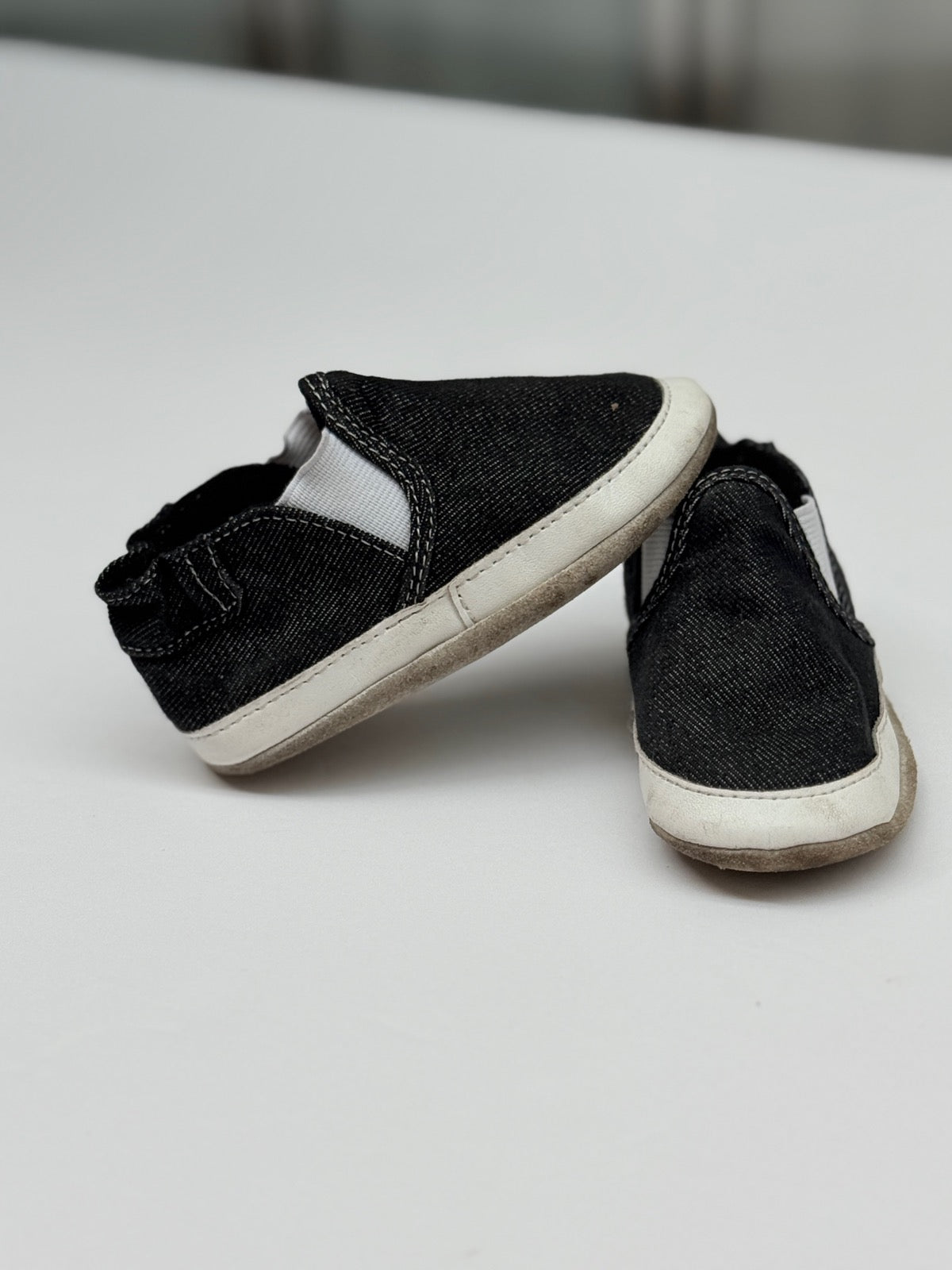 Black Denim Slip-On Toddler Sneakers 12-18M