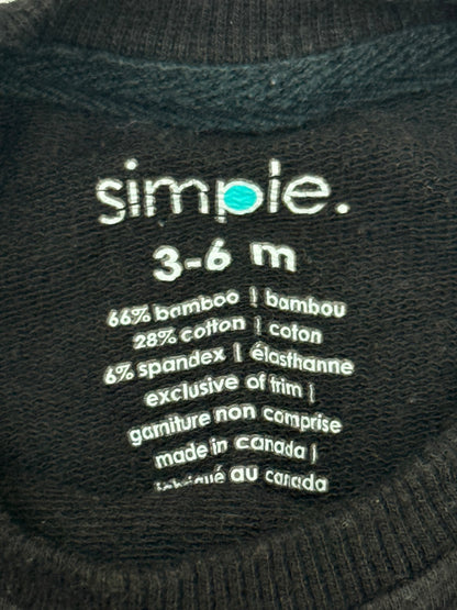 Simple. Black Bamboo Sweatshirt 3-6M