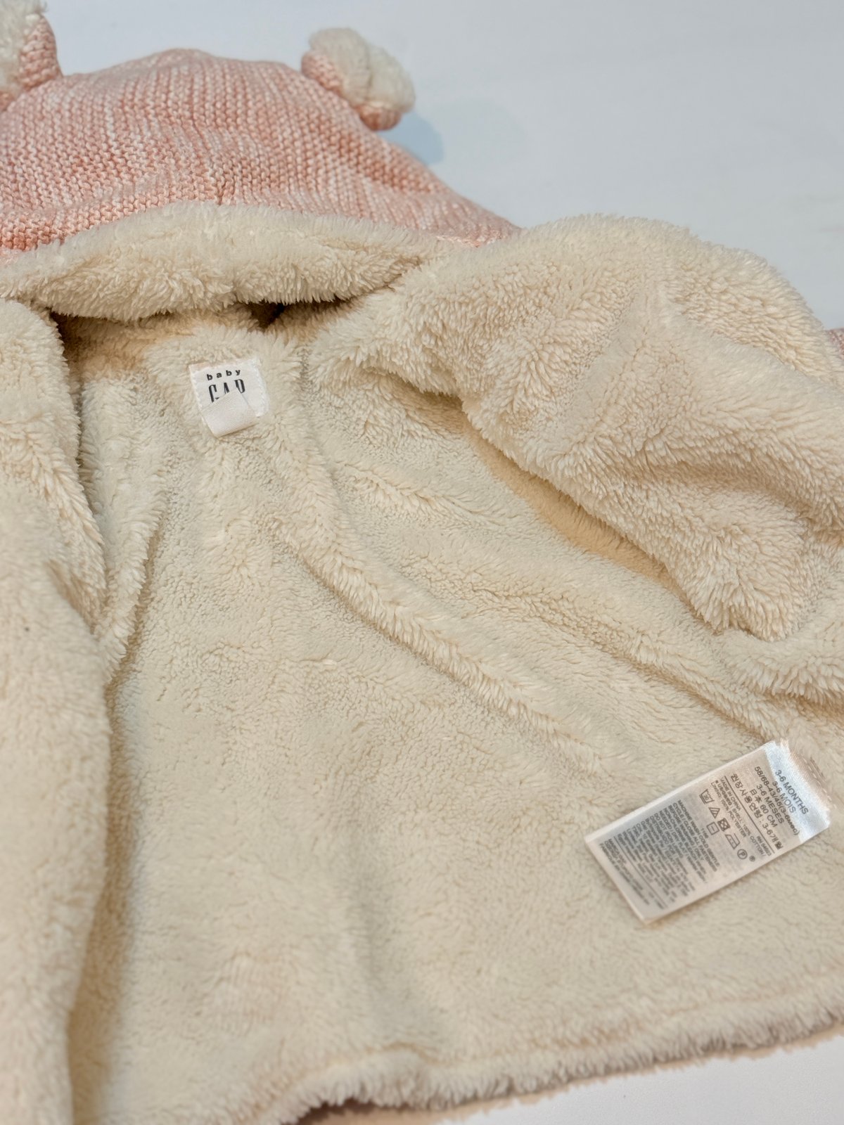 baby Gap Pink Knit Bear Ear Jacket 3-6M