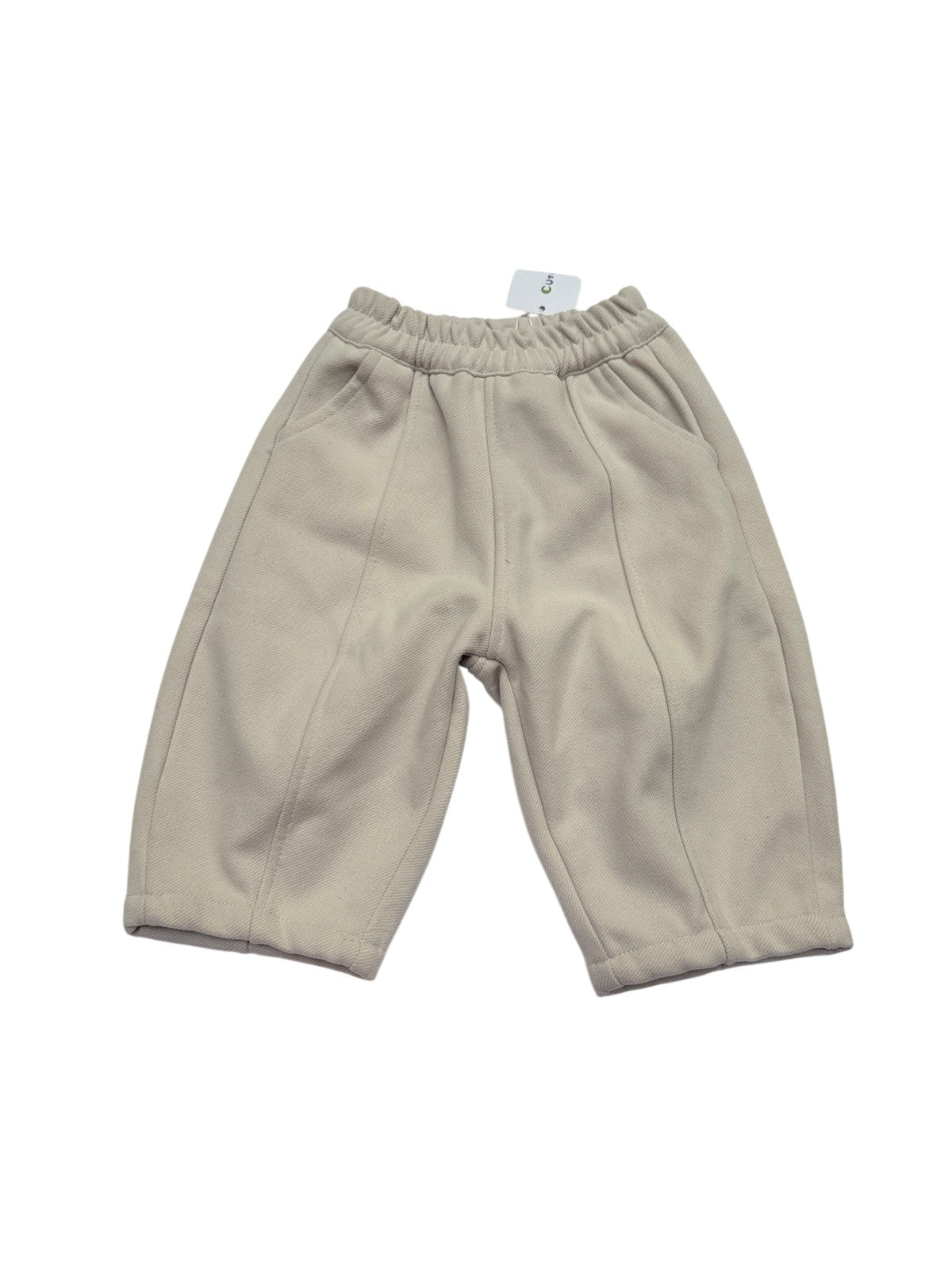 Cute Beige Thick Wide Leg Pants 1-2Y