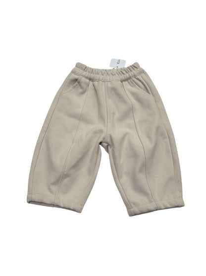 Cute Beige Thick Wide Leg Pants 1-2Y
