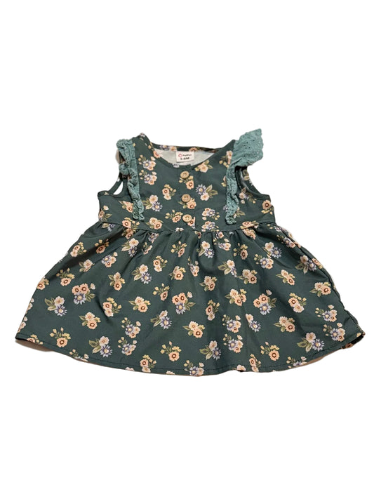 PatPat Green Floral Ruffle Dress 3-6M