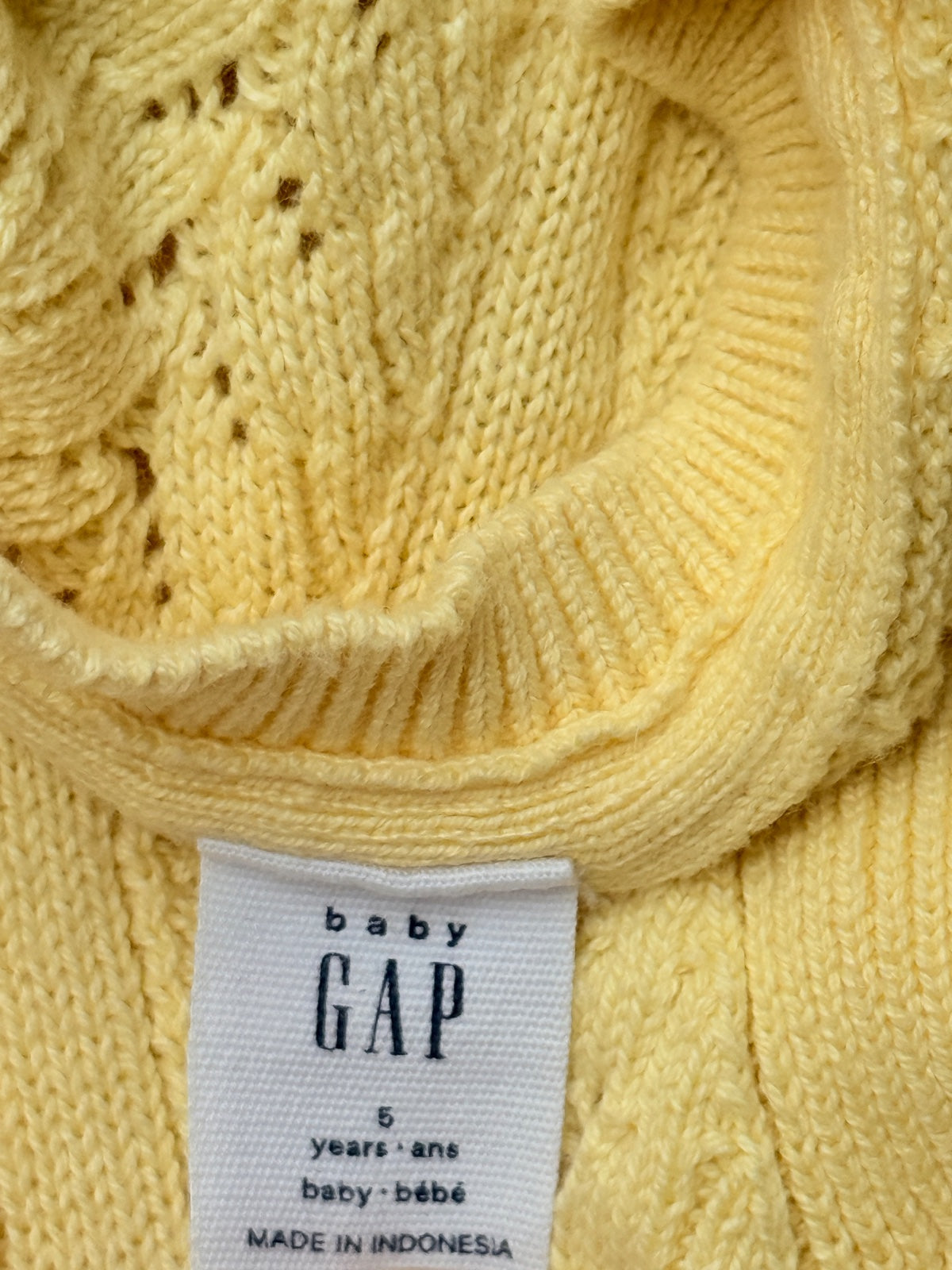 baby GAP Yellow Pointelle Knit Cardigan 5T