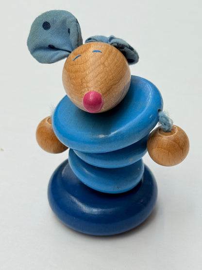 Tiny Wooden Bunny Ring Rattle Toy