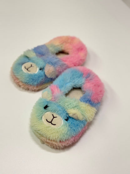 Unknown Rainbow Llama Plush Slippers Size L 9-10