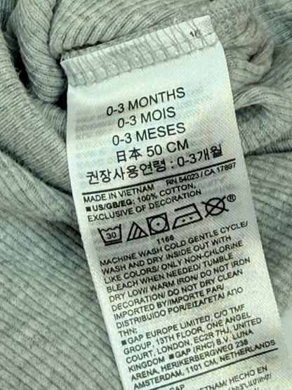 Baby Gap Gray Ribbed Peter Pan Collar Bodysuit 0-3M