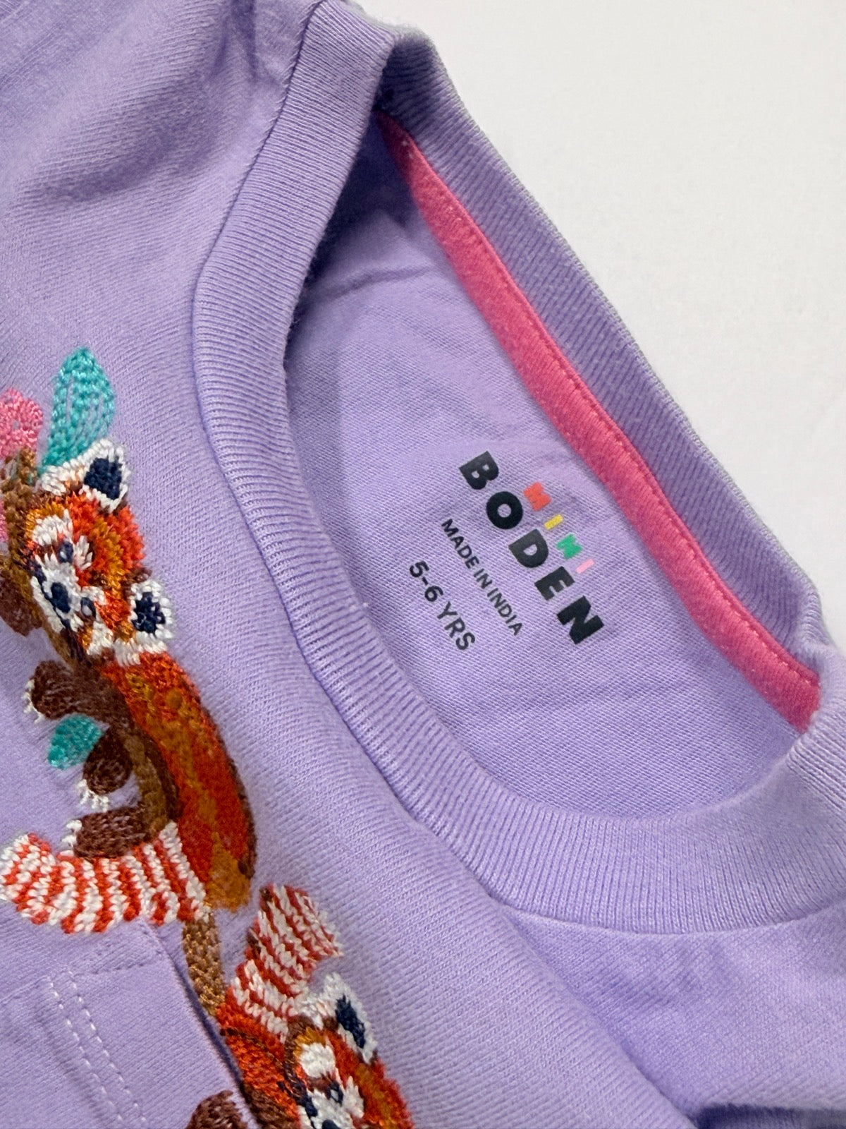 Boden Red Panda Embroidered T-Shirt 5-6Y