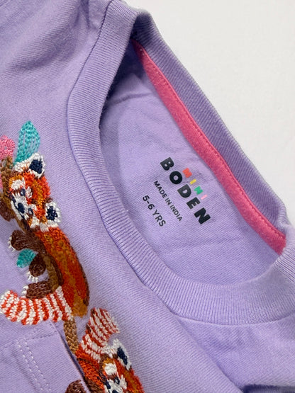 Boden Red Panda Embroidered T-Shirt 5-6Y