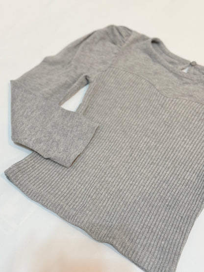 Zara Gray Ribbed Off-Shoulder Top 6