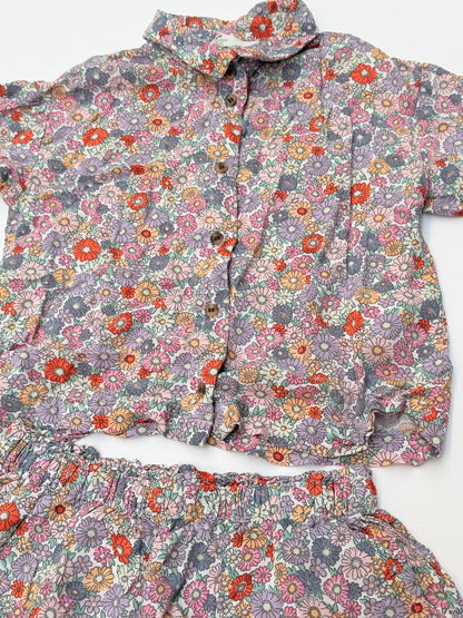 H&M Floral Print Shirt & Shorts Set Size 7-8Y