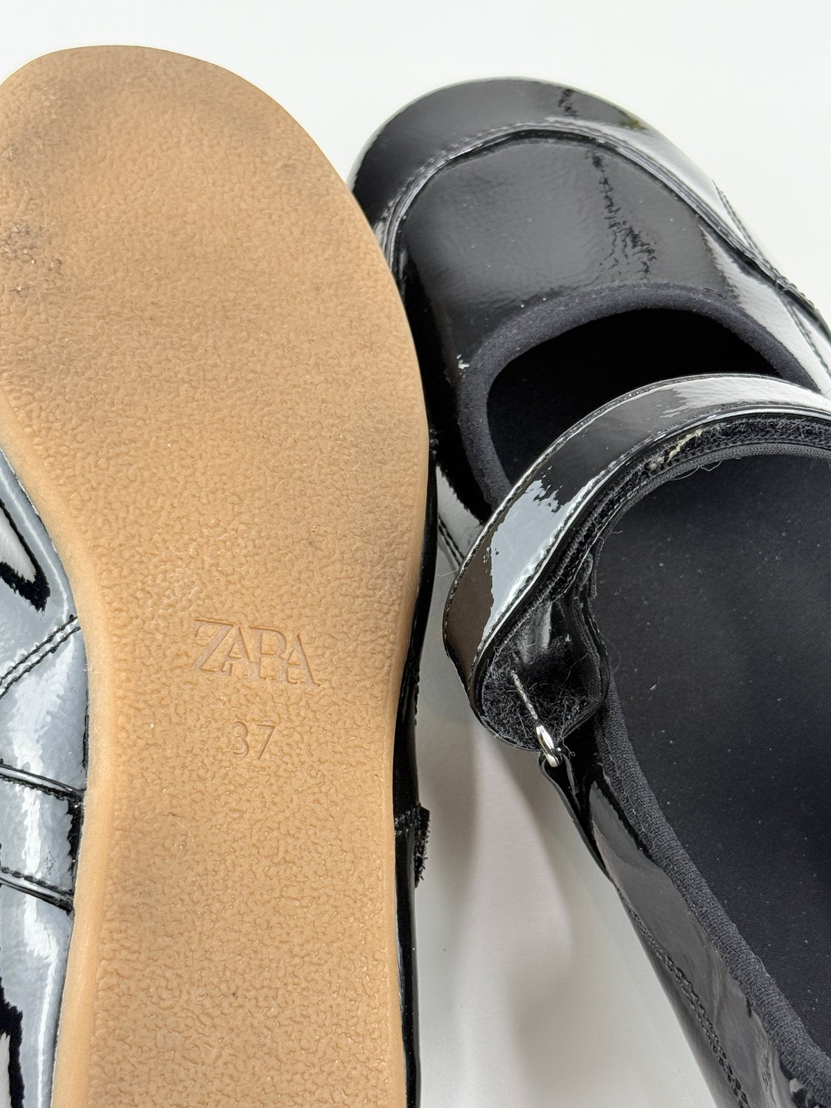 Zara Black Patent Mary Jane Shoes EU 37