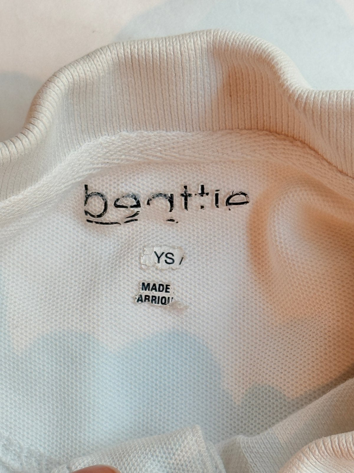 beattie White Long Sleeve Polo YS