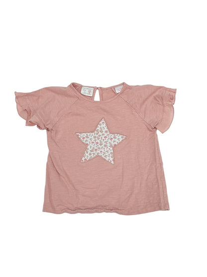 Zara BabyGirl Pink Star Ruffle Tee 2/3Y