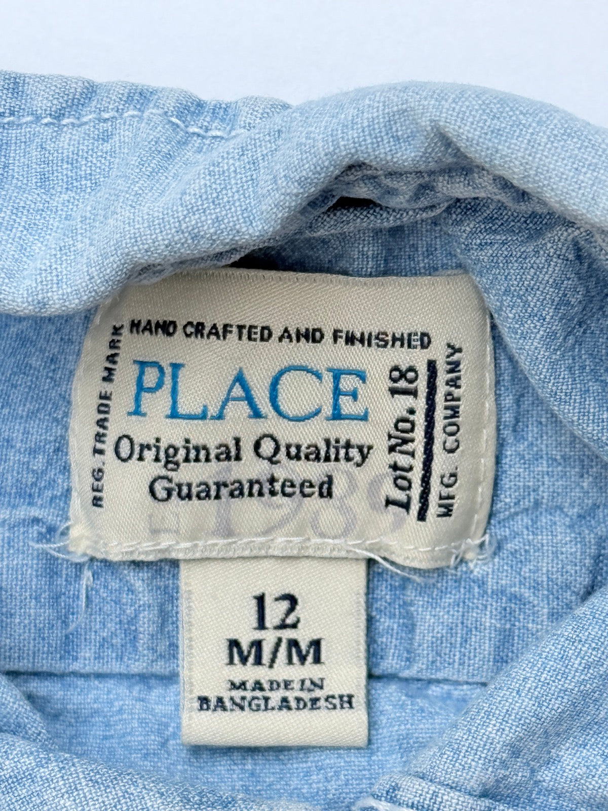 The Children's Place Chambray Denim Shirt Size 12m