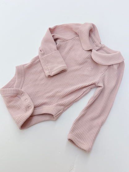 Baby Gap Pink Ribbed Peter Pan Collar Bodysuit 0-3m