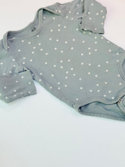 H&M Polka Dot Long Sleeve Bodysuit 6M