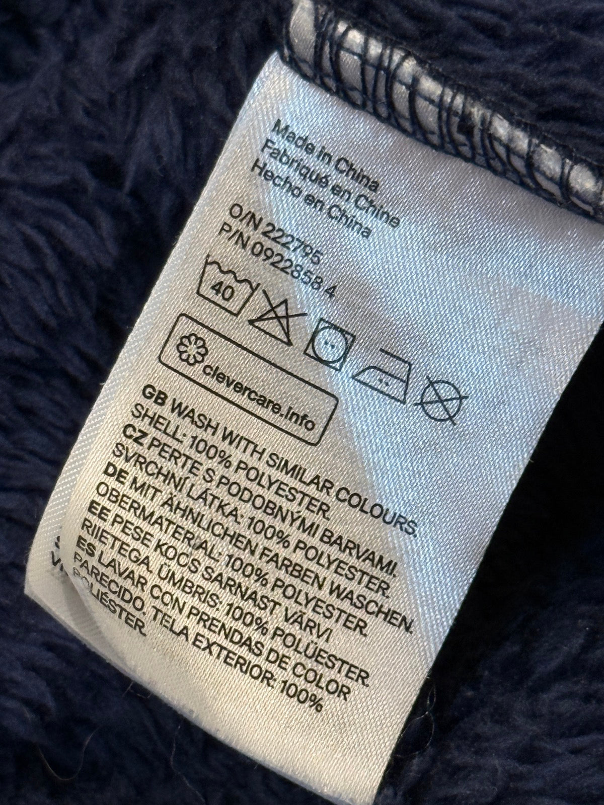 H&M Navy Fuzzy Fleece Zip Jacket 12-18M