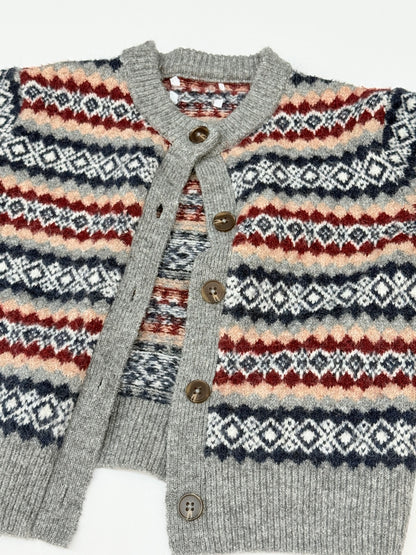 Fair Isle Knit Cardigan Sweater Kids 8-10Y