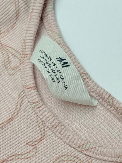 H&M Pink Bow Print Top & Leggings Set 3/4T