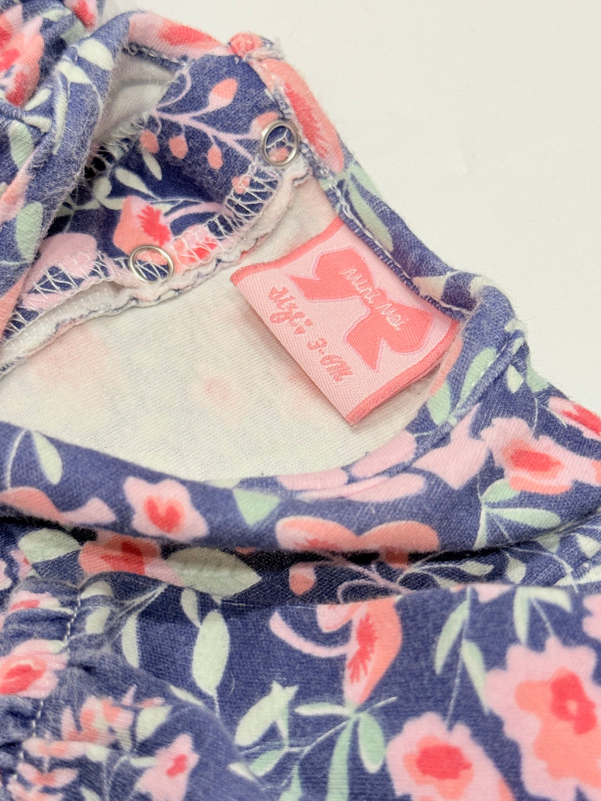 Mini Mai Floral Navy Ruffle Romper 3-6M