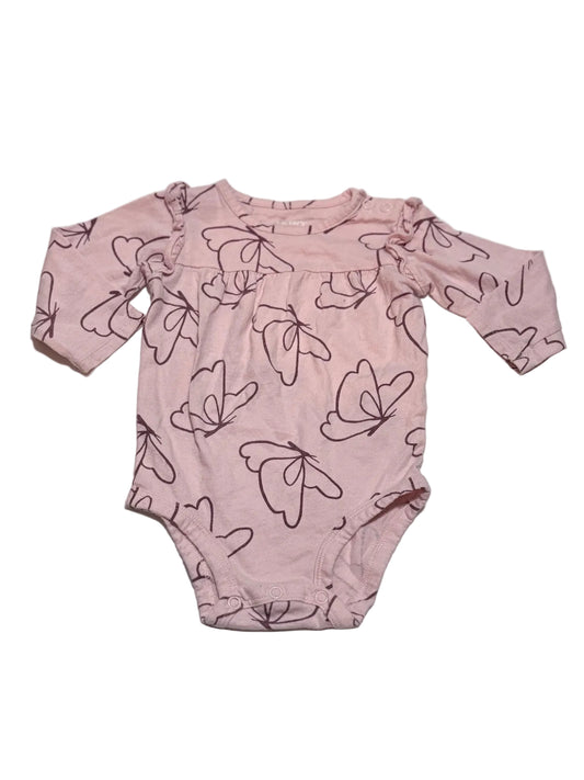 Carter's Pink Butterfly Long Sleeve Bodysuit 9m