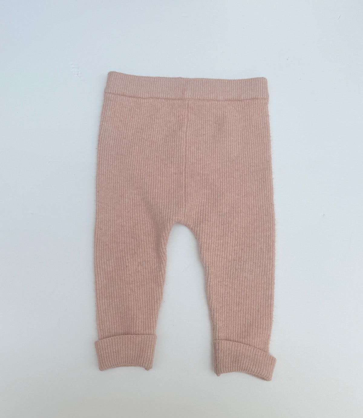 M&S Pink Ribbed Knit Leggings 9-12m