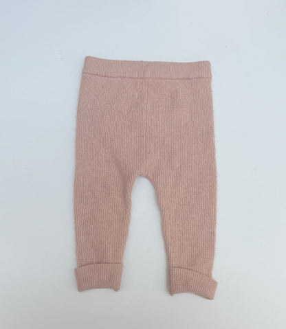 M&S Pink Ribbed Knit Leggings 9-12m