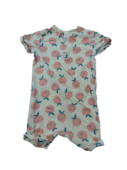 Yellow Smiling Orange Print Short Romper