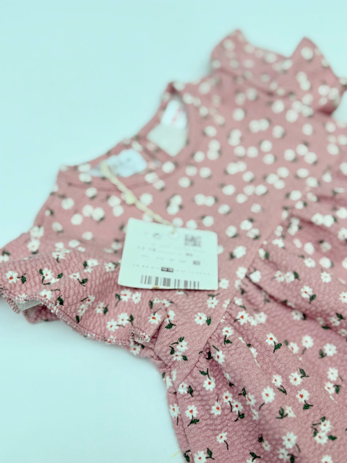 NWT - Zara Pink Floral Textured Dress 12-18M